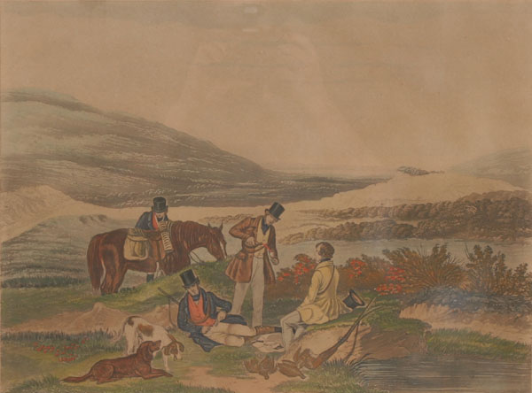 Hand colored print of English scene