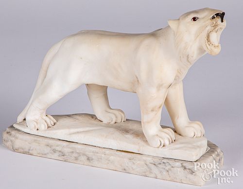 CARVED MARBLE LION FIGURECarved