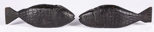 PAIR OF CARVED FISH PLANTERSPair