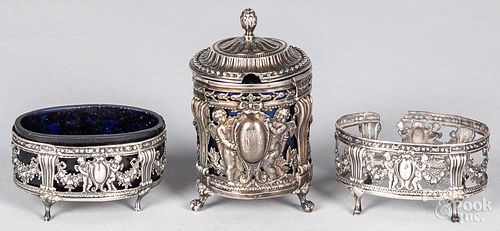 THREE CONTINENTAL SILVER CONDIMENT