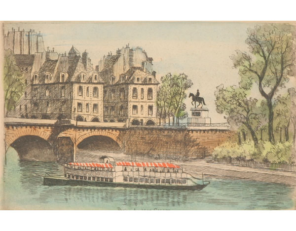 Pont Neuf Paris Bridge etching
