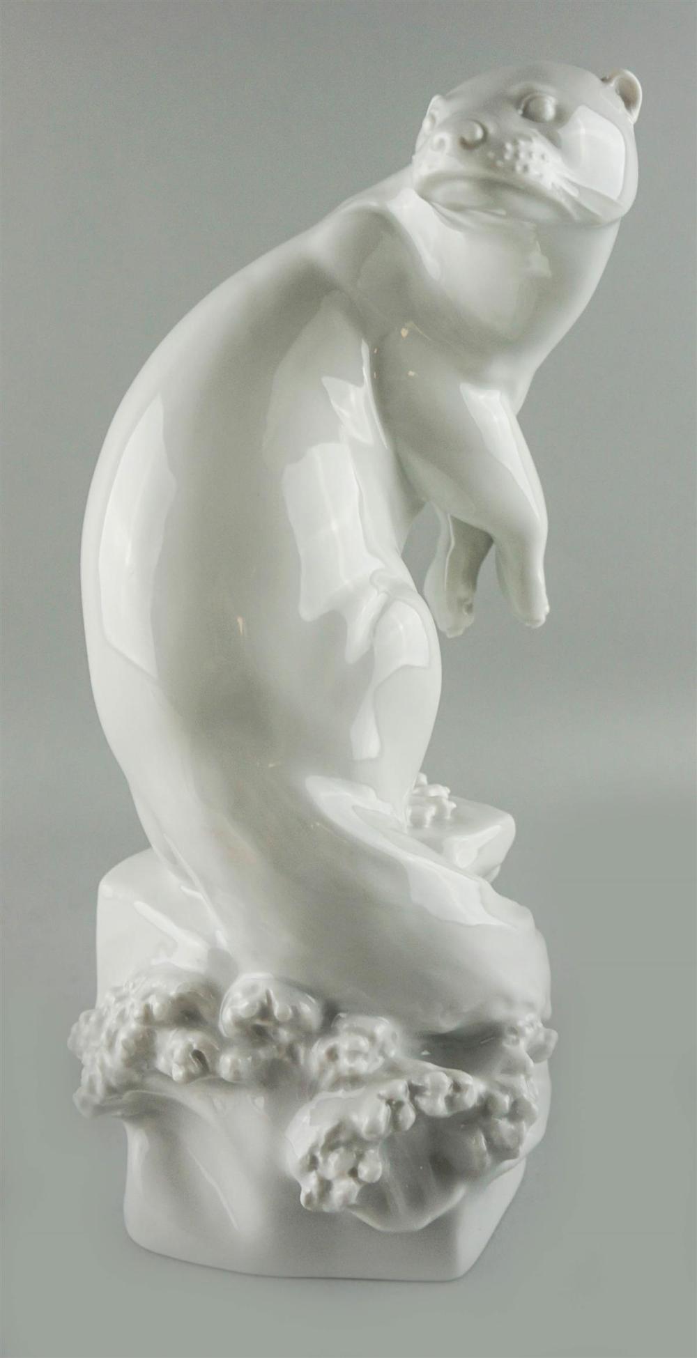 MEISSEN PORCELAIN MODEL OF AN OTTER,