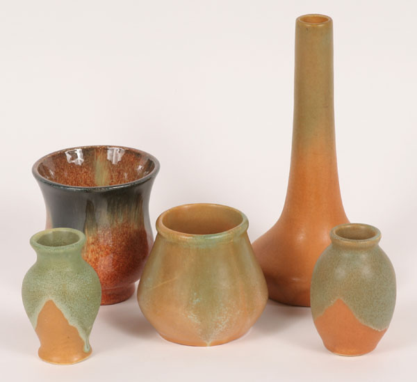 Lot of 5 Muncie art pottery vases 4eb79