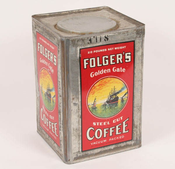 Vintage Folger s Coffee 20lb tin  4eb80