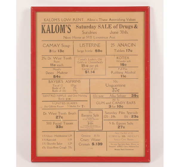 Three framed paper ads pharmacy 4eb87