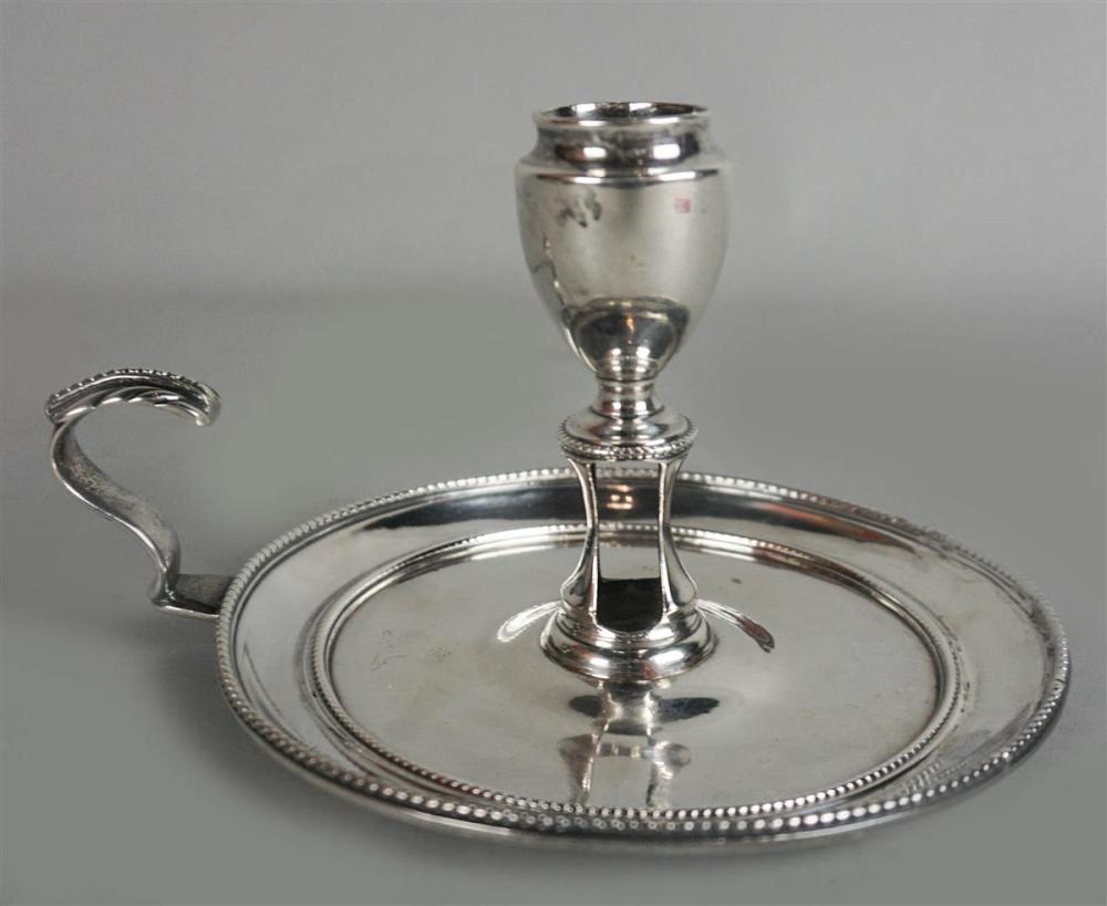 GEORGE III SILVER CRESTED CHAMBERSTICK,