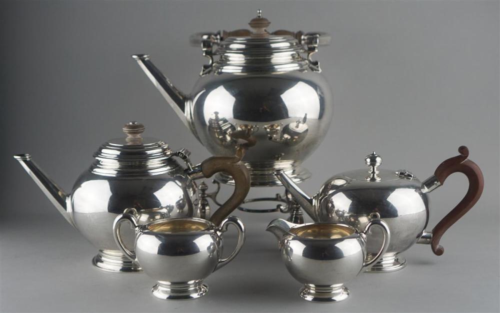 CRICHTON BROS. SILVER FIVE-PIECE TEA