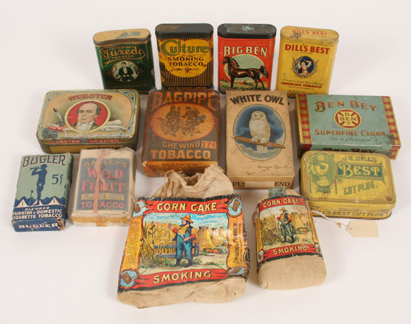 Seven tobacco tins one box and 4eb8f