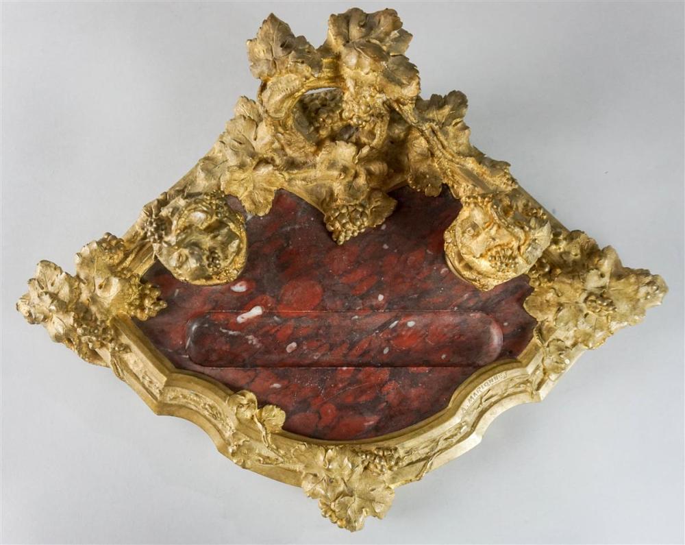 FRENCH GILT-BRONZE AND ROUGE MARBLE