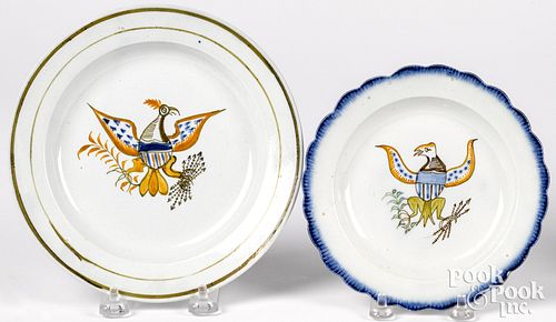 TWO PEARLWARE PLATESTwo pearlware 3133e2