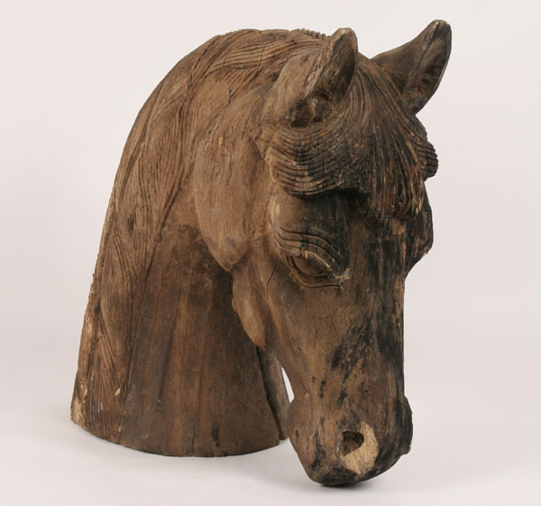 Large folk art hand carved wooden horse