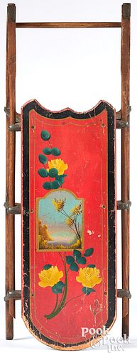 PAINTED CHILD'S SLED, 19TH C.Painted