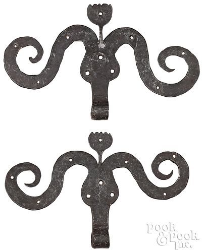 PAIR OF UNUSUAL WROUGHT IRON RAMS