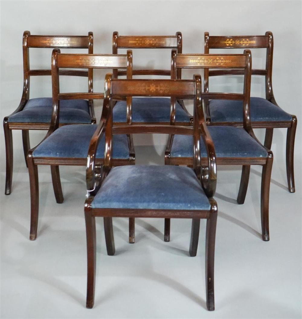 SET OF SIX REGENCY STYLE BRASS-INLAID