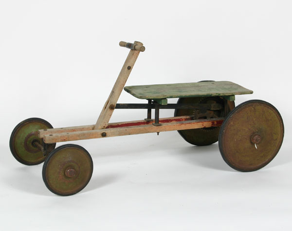 Childrens riding toy with metal wheels