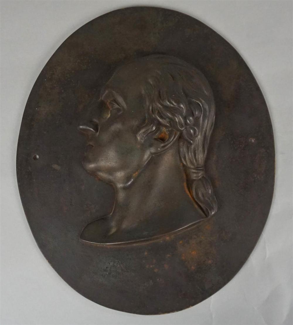 CAST IRON BAS RELIEF PLAQUE OF GEORGE