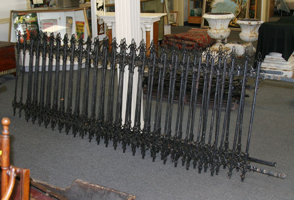 Antique cast iron fencing; 3 sections,