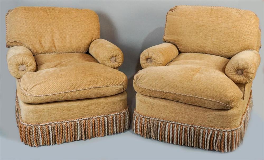 PAIR OF CUSTOM ARM CHAIRS UPHOLSTERED 313524