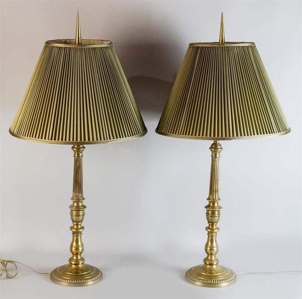 PAIR OF BRASS CANDLESTICK LAMPS