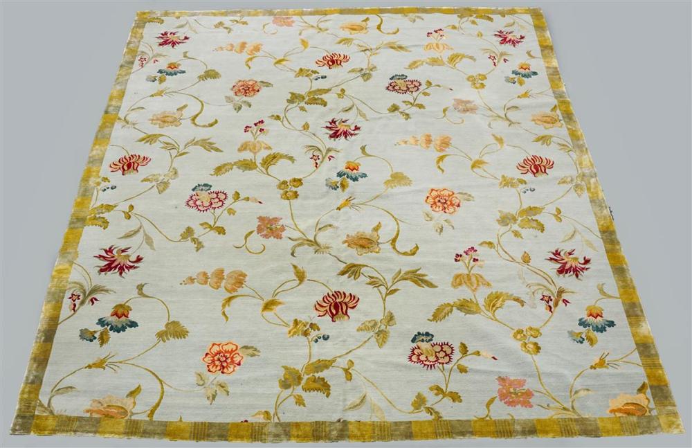 LARGE NEPALESE SILK AND WOOL FLORAL