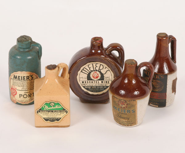Uhl pottery miniature liquor jugs, containers