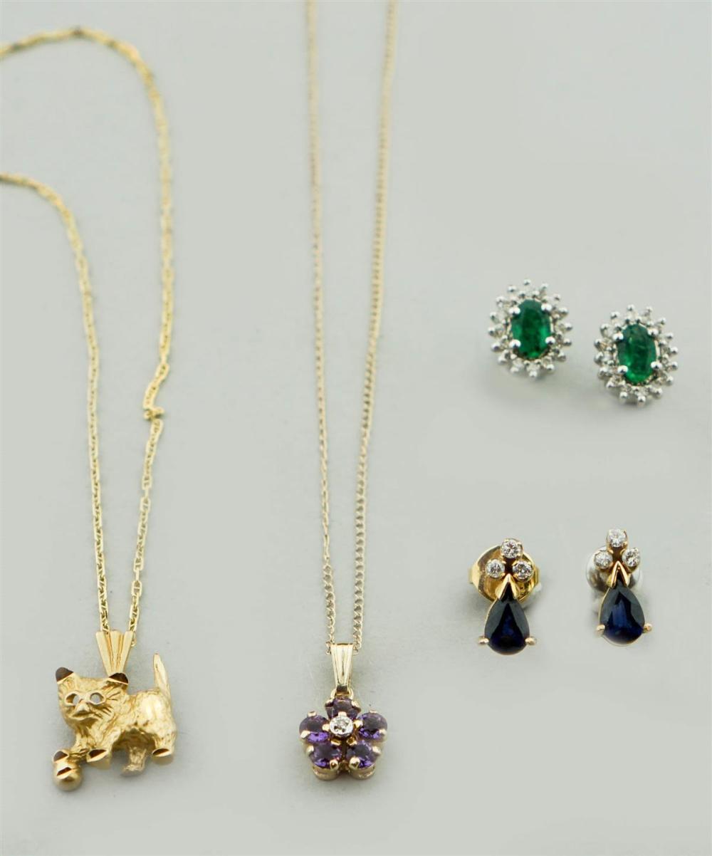 COLLECTION OF GEMSTONE AND 14K