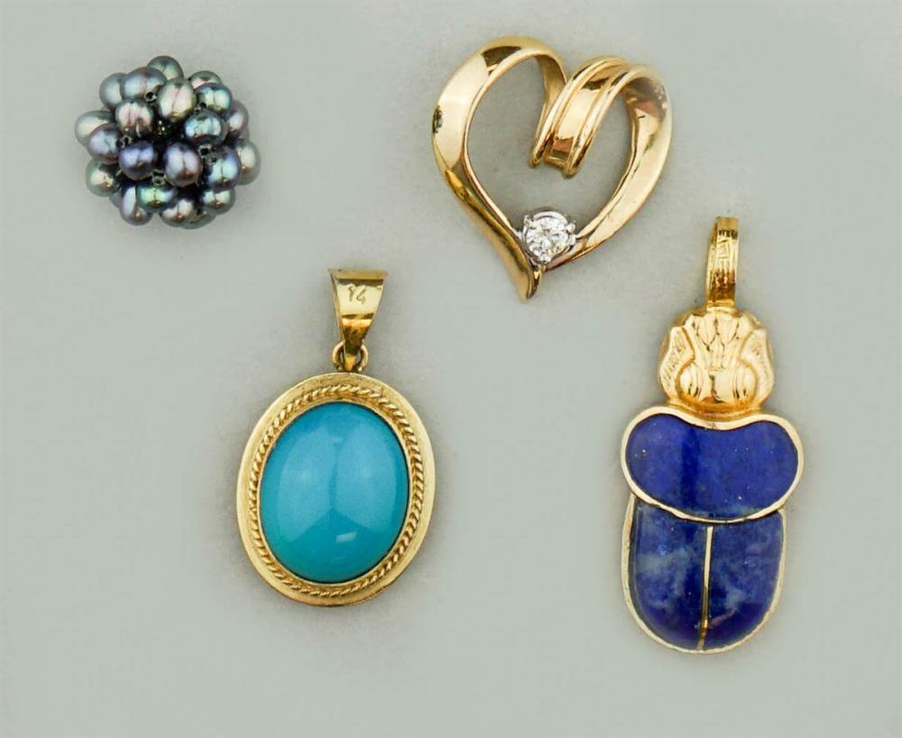 COLLECTION OF 14K, DIAMOND, TURQUOISE,
