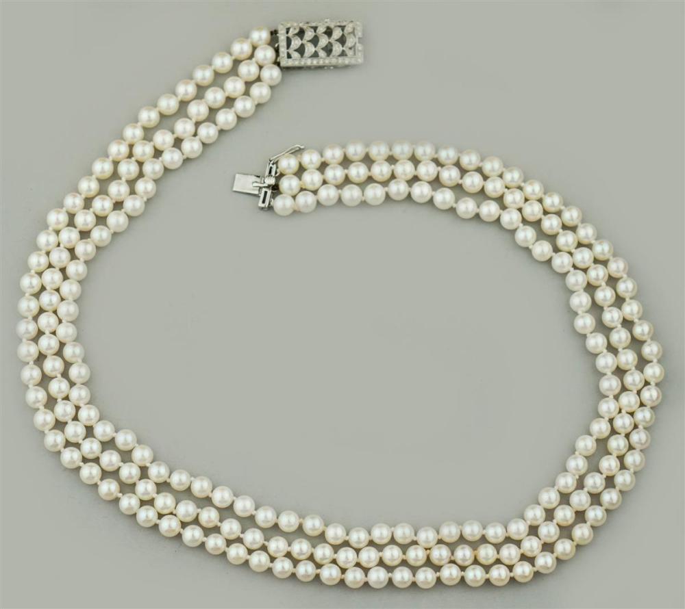 6 6 5MM TRIPLE STRAND PEARL NECKLACE 313634