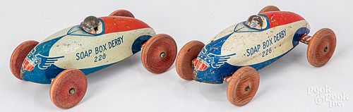 TWO WYANDOTTE TIN SOAP BOX DERBY