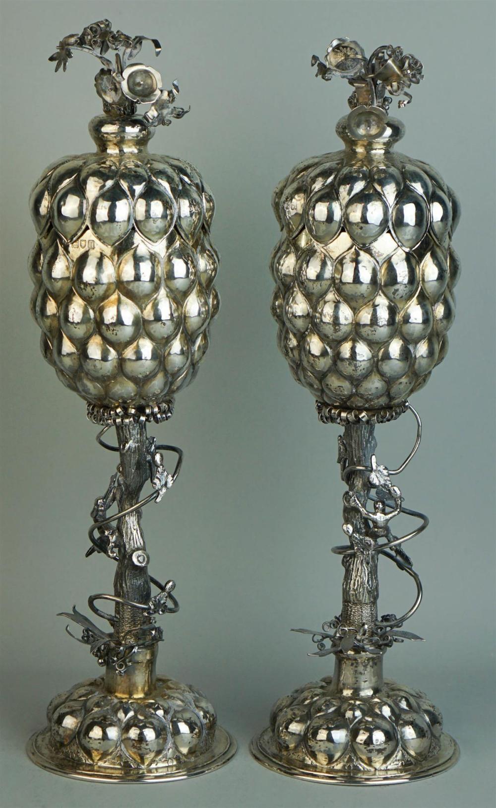 PAIR OF ENGLISH SILVER AND PARCEL-GILT
