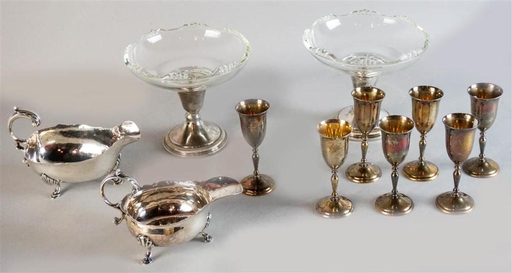 GROUP OF SILVER AND GLASS TABLEWARESGROUP