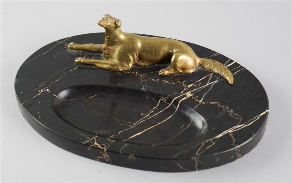 MARBLE PEN REST WITH GILT-BRONZE