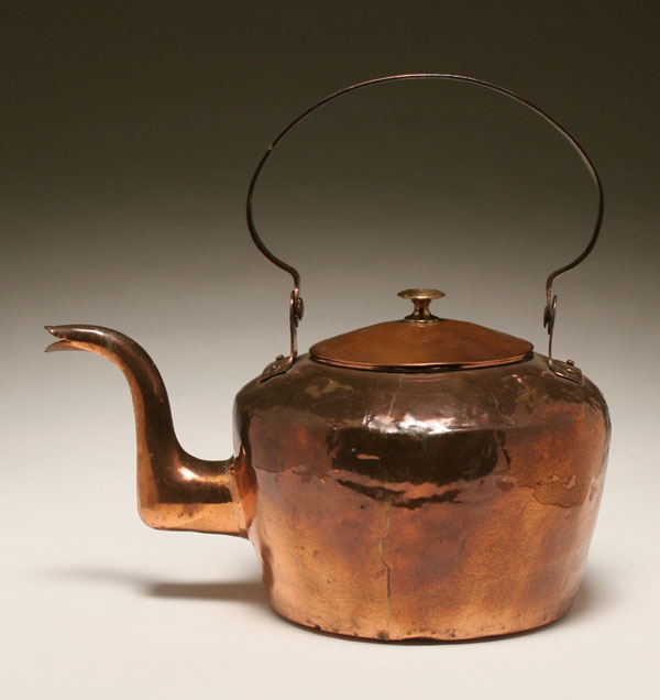 Large early copper tea kettle  4ebf2