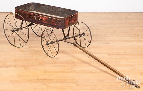 CHILD'S EARLY TIN PULL WAGONChild's