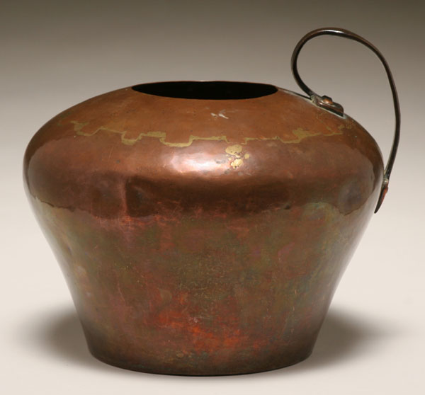 Early copper handled pot/jug; unusual