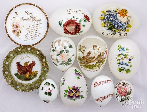 NINE MILK GLASS EASTER EGGSNine