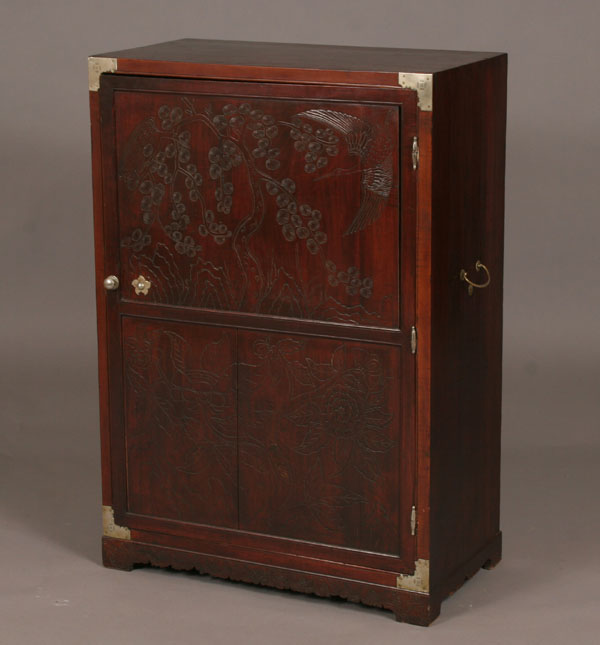 Chinese carved cabinet with interior