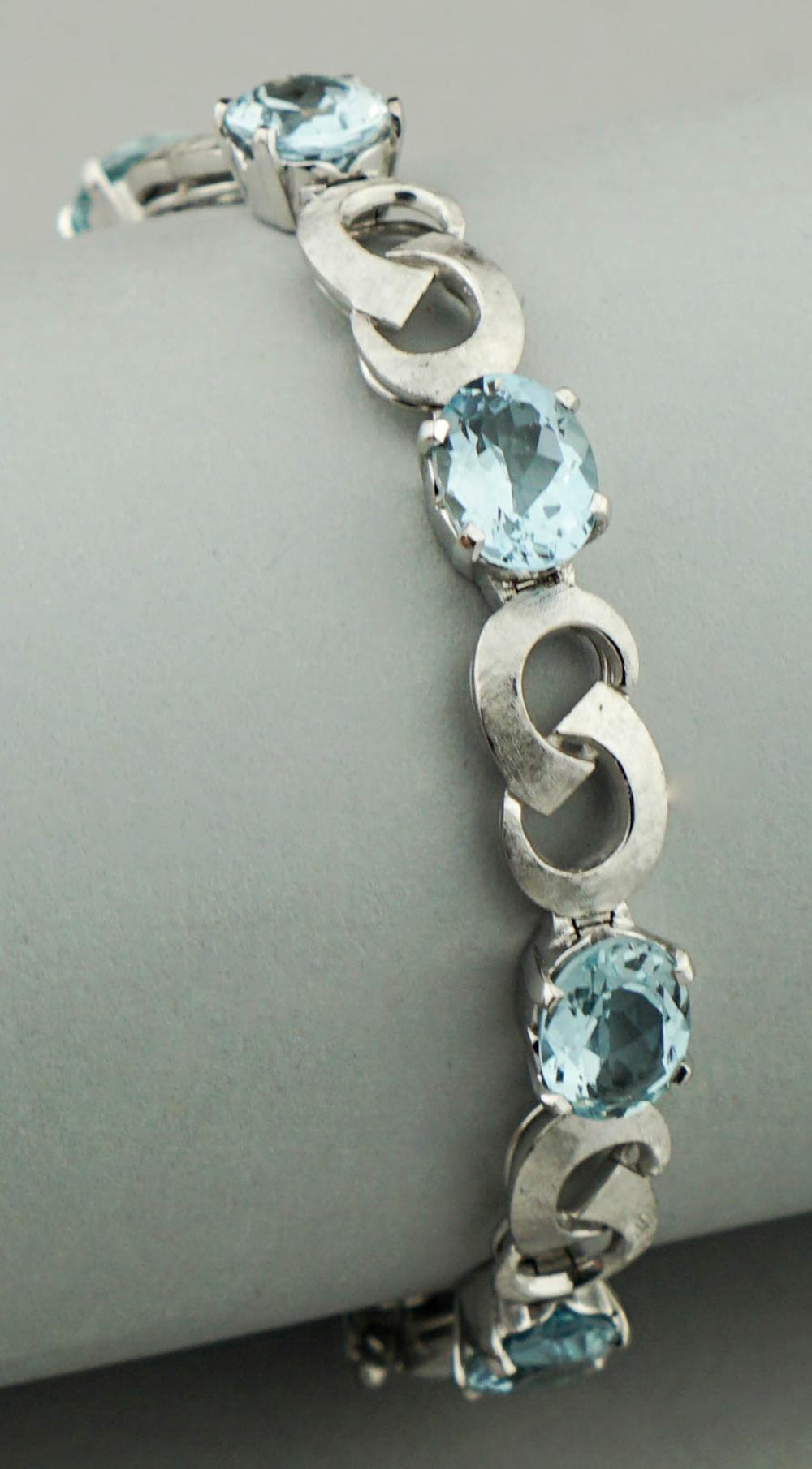 14K WHITE GOLD AQUAMARINE BRACELET14K