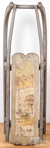 UNUSUAL PAINTED PINE CHILD S SLED  313871