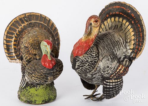 TWO COMPOSITION TURKEY CANDY CONTAINERSTwo