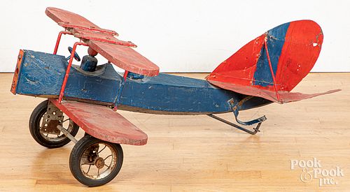 PAINTED WOOD AND METAL MODEL AIRPLANEPainted 31389a