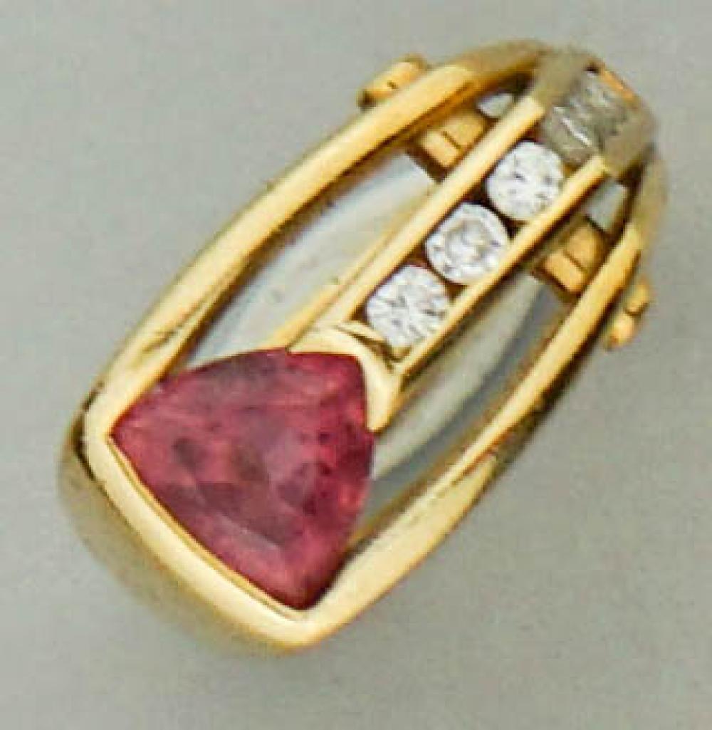 18K YELLOW GOLD PINK TOURMALINE 3138a4