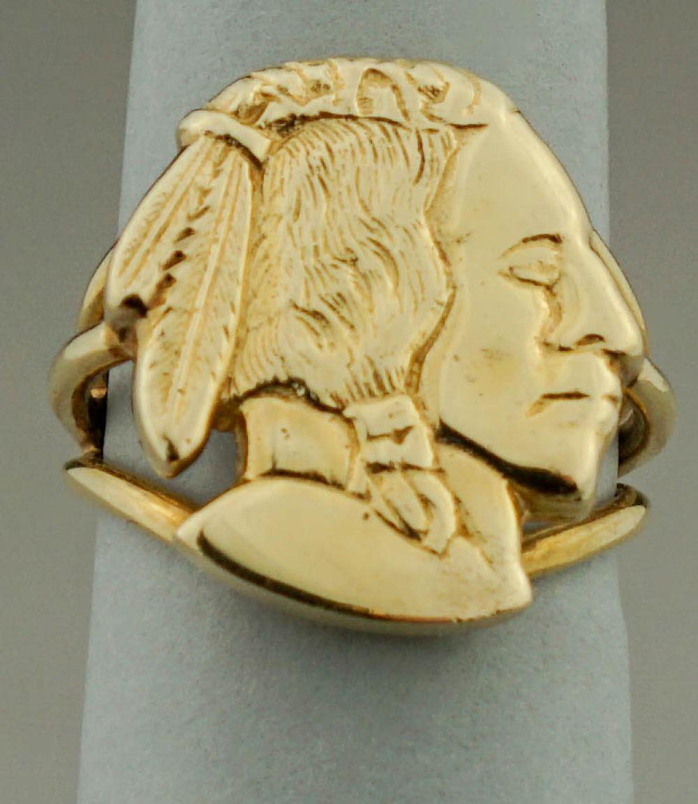 14K YELLOW GOLD INDIAN HEAD RING14K 3138ad