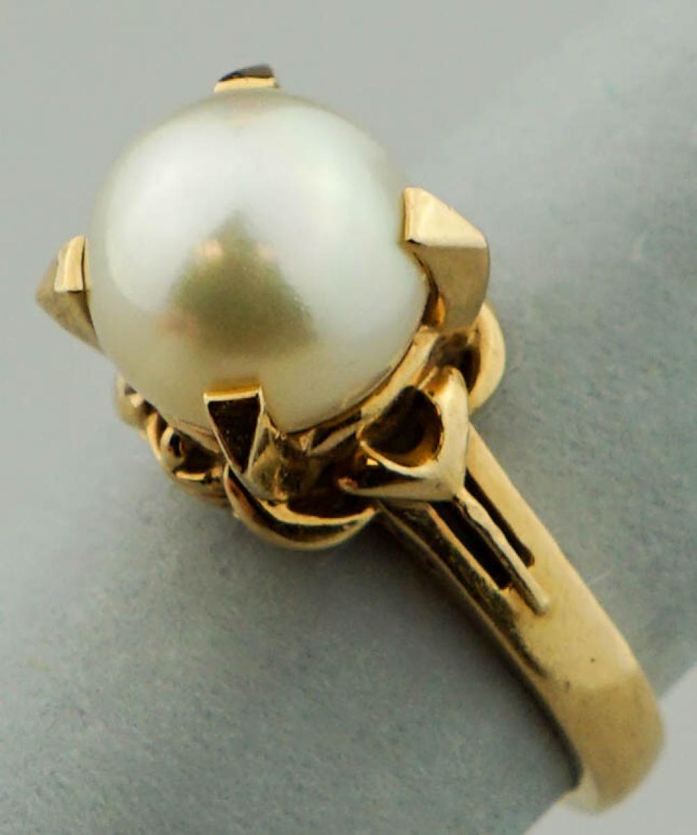 18K YELLOW GOLD AND CULTURED PEARL