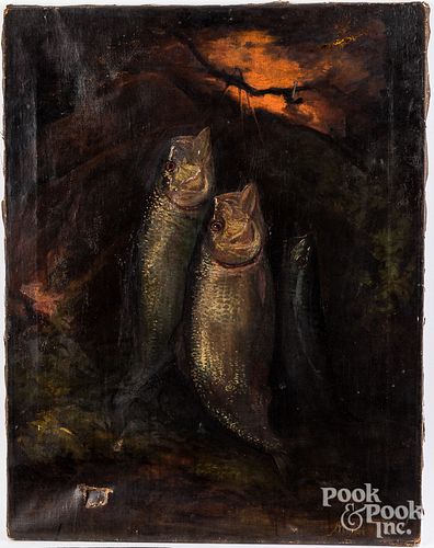 JACOB MIESSE OIL ON CANVAS OF FISHJacob 3138f0