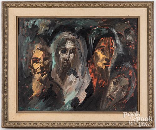 OIL ON CANVAS FOUR FACES SIGNED 31390c