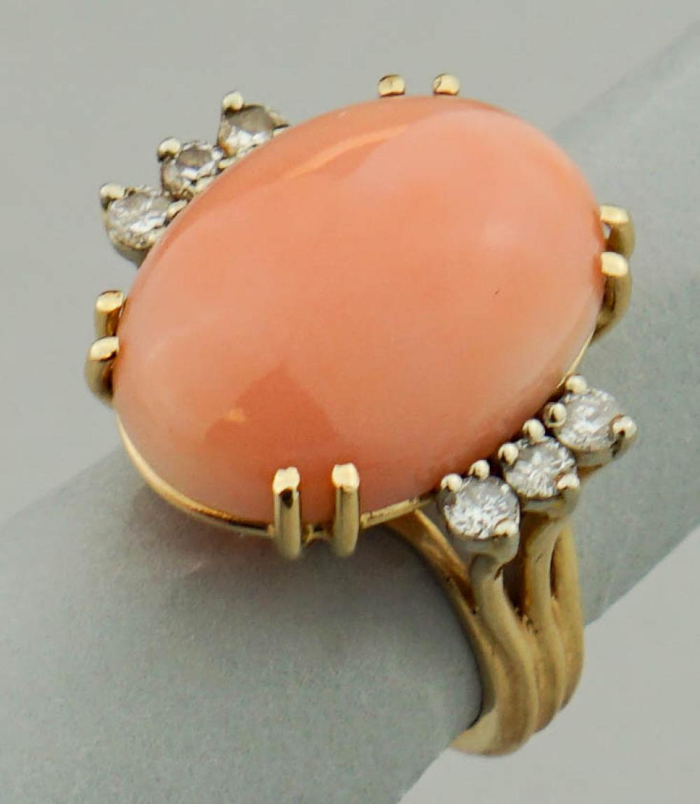 14K YELLOW GOLD SALMON CORAL AND 313934