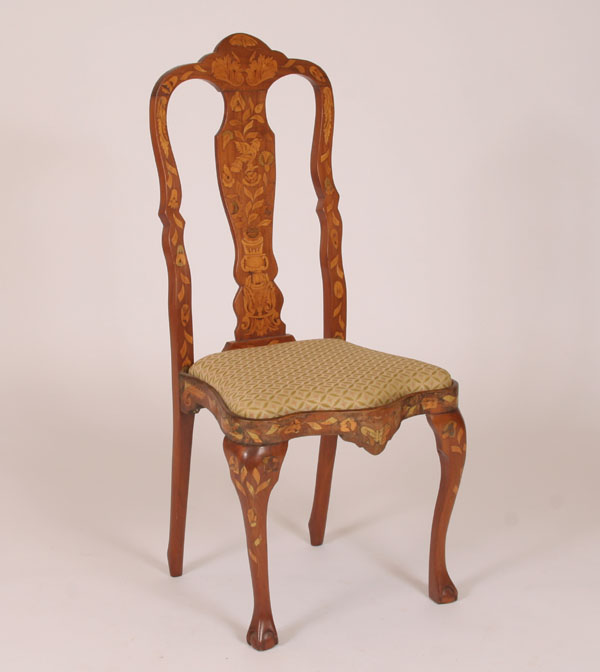 Early Dutch marquetry side chair;