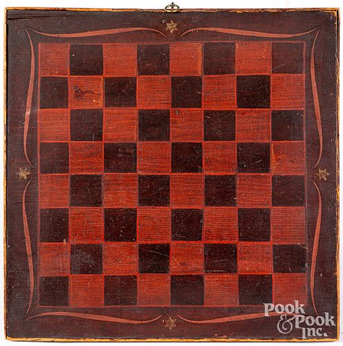 PAINTED GAMEBOARD, LATE 19TH C.Painted