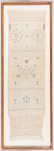 EMBROIDERED SHOW TOWEL, DATED 1828Embroidered